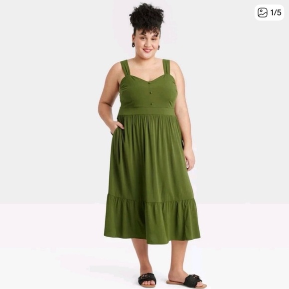 Ava & Viv Dresses & Skirts - Ava & Viv | Olive Green | Midi Dress | Women’s | Pockets | Summer | Vacation